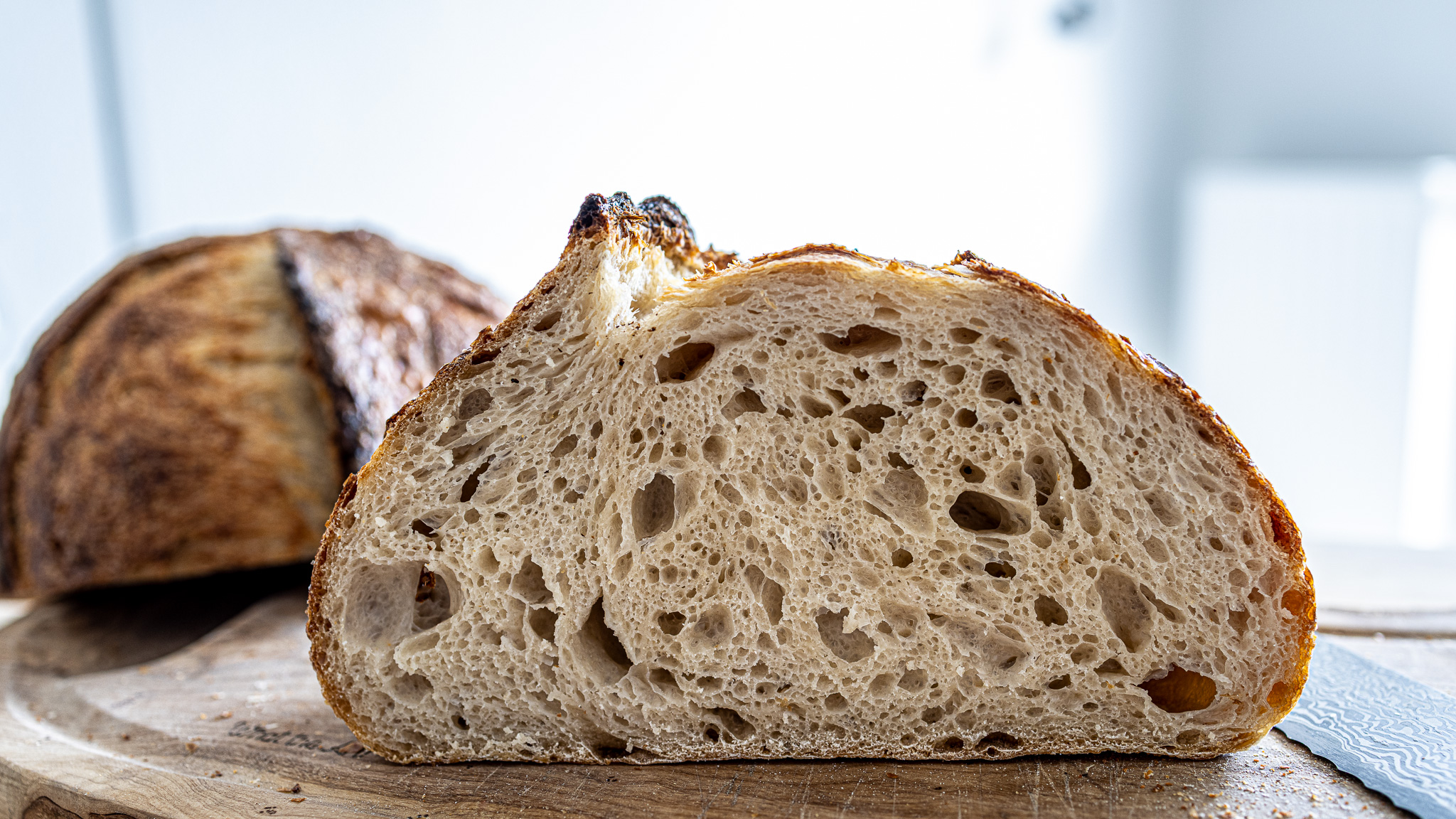 Beautiful sourdough bread with open crumb